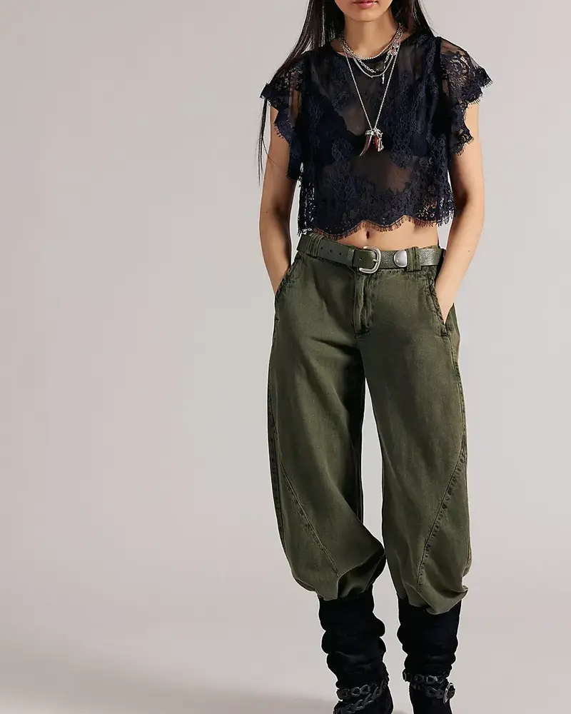 Free People Lunar Ash Lace Top | Black