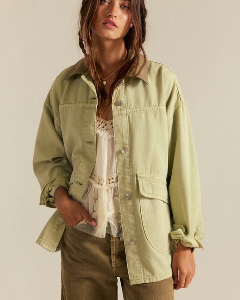 Free People Lemon Denim Jacket | Washed Sage