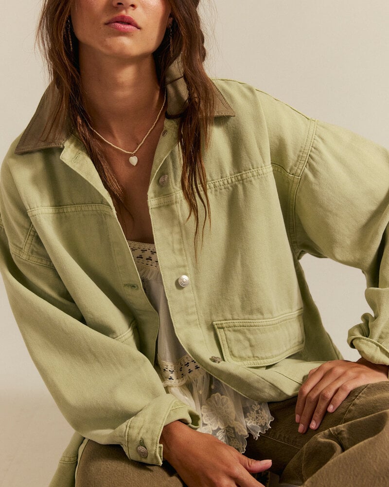 Free People Lemon Denim Jacket | Washed Sage