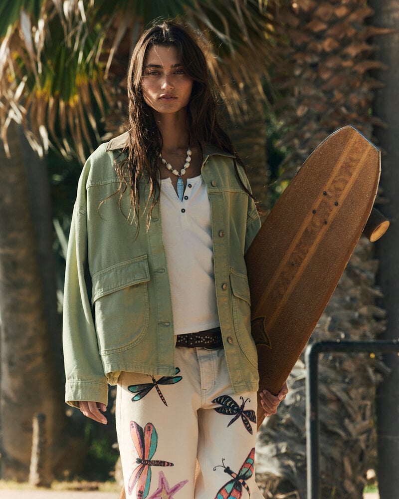 Free People Lemon Denim Jacket | Washed Sage