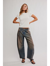 Free People Good Luck Mid-Rise Barrel Jeans | Lost In Desert