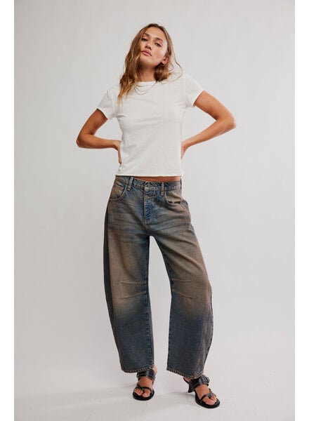 Free People Good Luck Mid-Rise Barrel Jeans | Lost In Desert