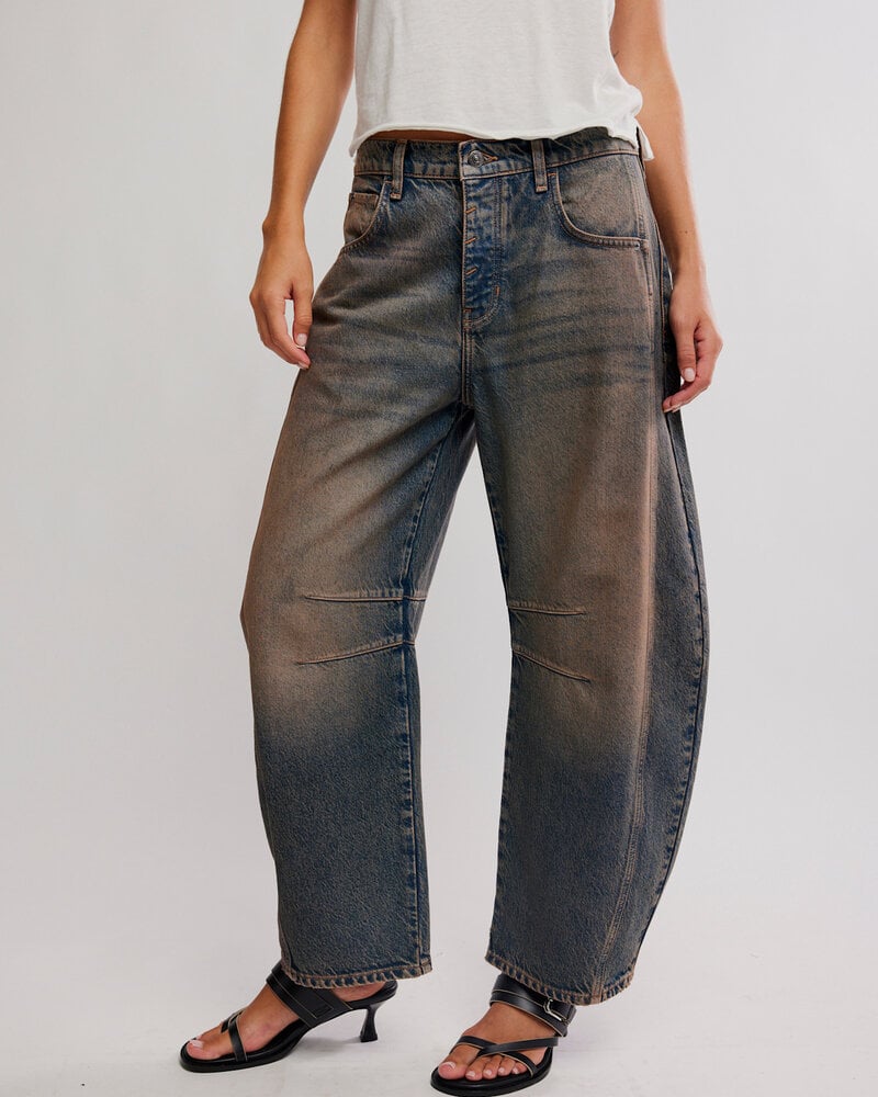 Free People Good Luck Mid-Rise Barrel Jeans | Lost In Desert