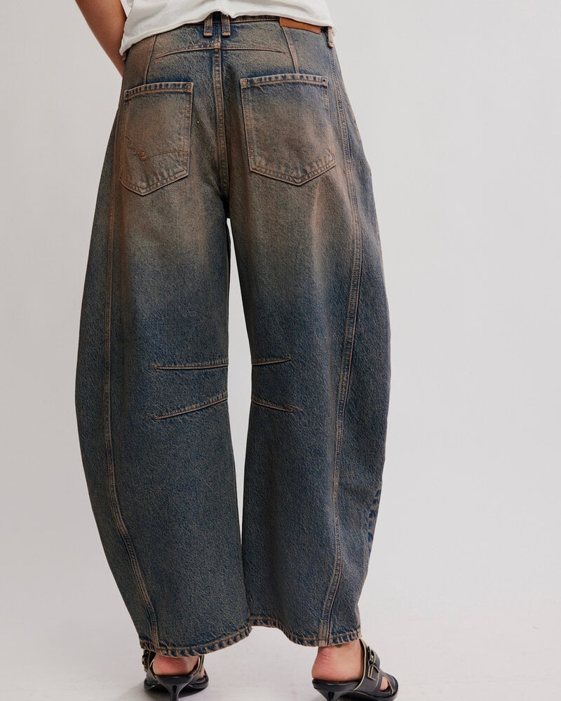 Free People Good Luck Mid-Rise Barrel Jeans | Lost In Desert
