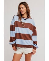 Free People Classic Striped Oversized Crewneck | Periwinkle