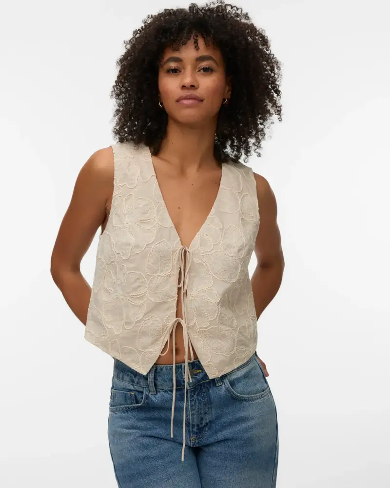 Vero Moda Lucy Embroidered Tie Vest