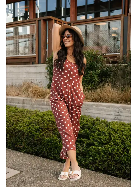 Smash + Tess Lucy Polka Dot Romper | Brown