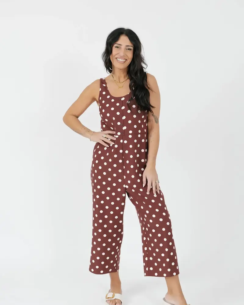 Smash + Tess Lucy Polka Dot Romper | Brown