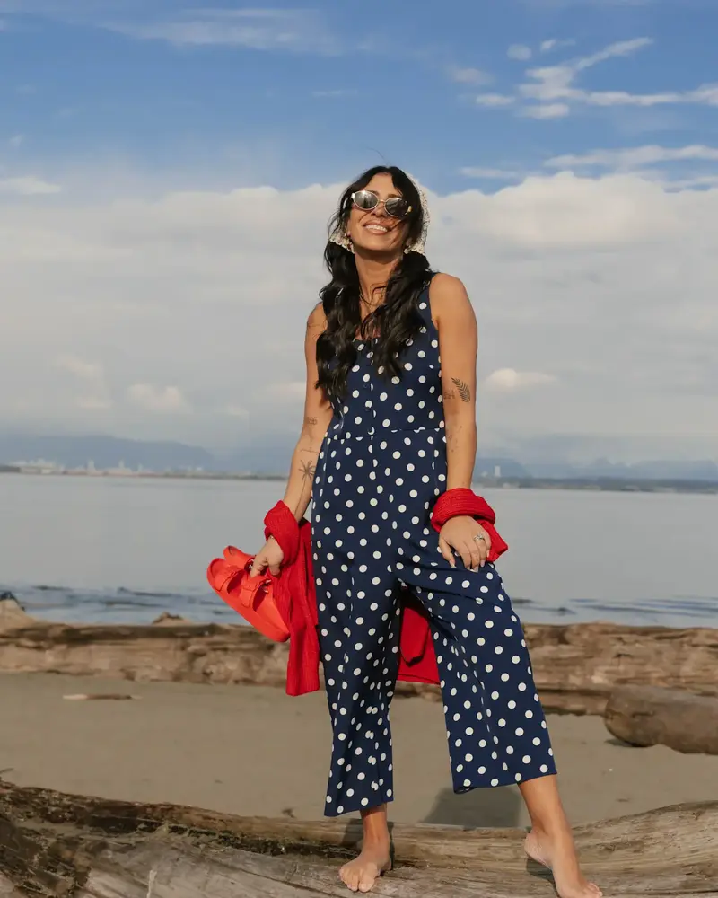 Smash + Tess Lucy Polka Dot Romper | Navy