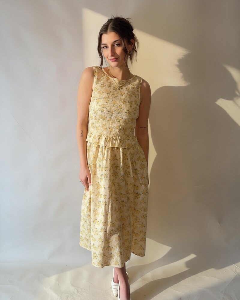 Pimisi Ruched Skirt Set | Yellow