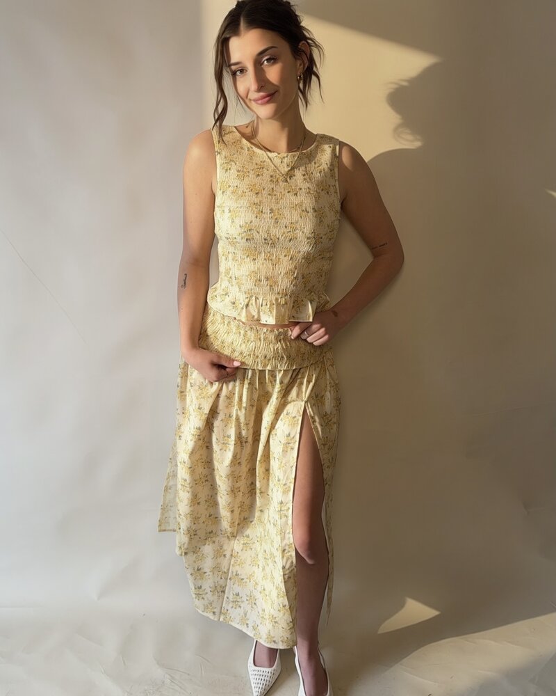 Pimisi Ruched Skirt Set | Yellow