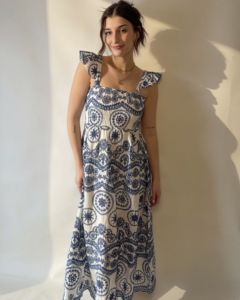 Anna Embroidered Cut Out Dress