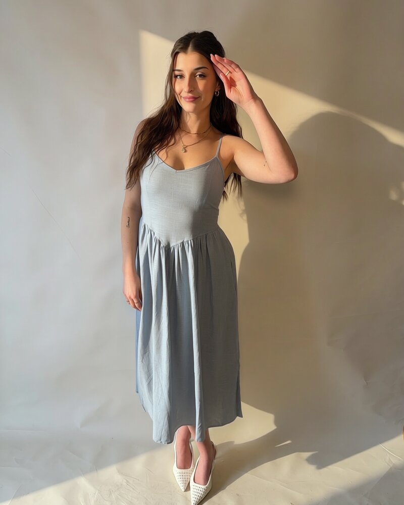 Aurora Light Denim Maxi Dress