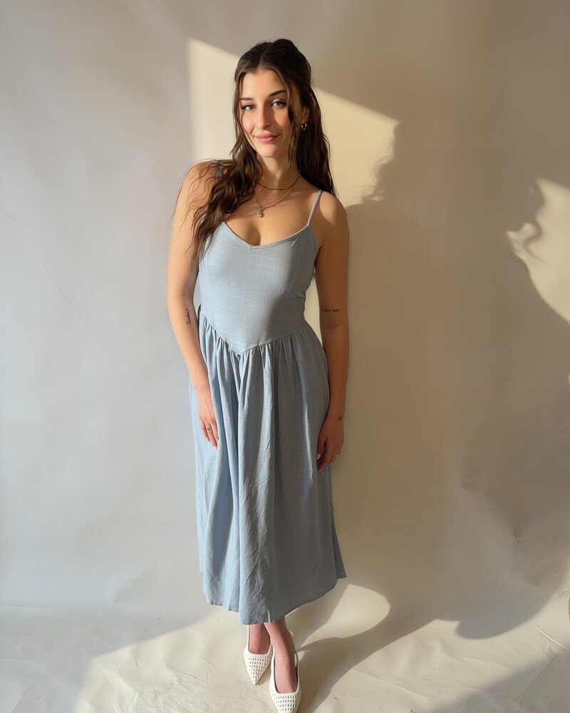 Aurora Light Denim Maxi Dress
