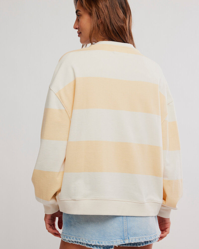 Free People Classic Striped Oversized Crewneck | Apricot