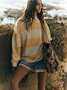Free People Classic Striped Oversized Crewneck | Apricot