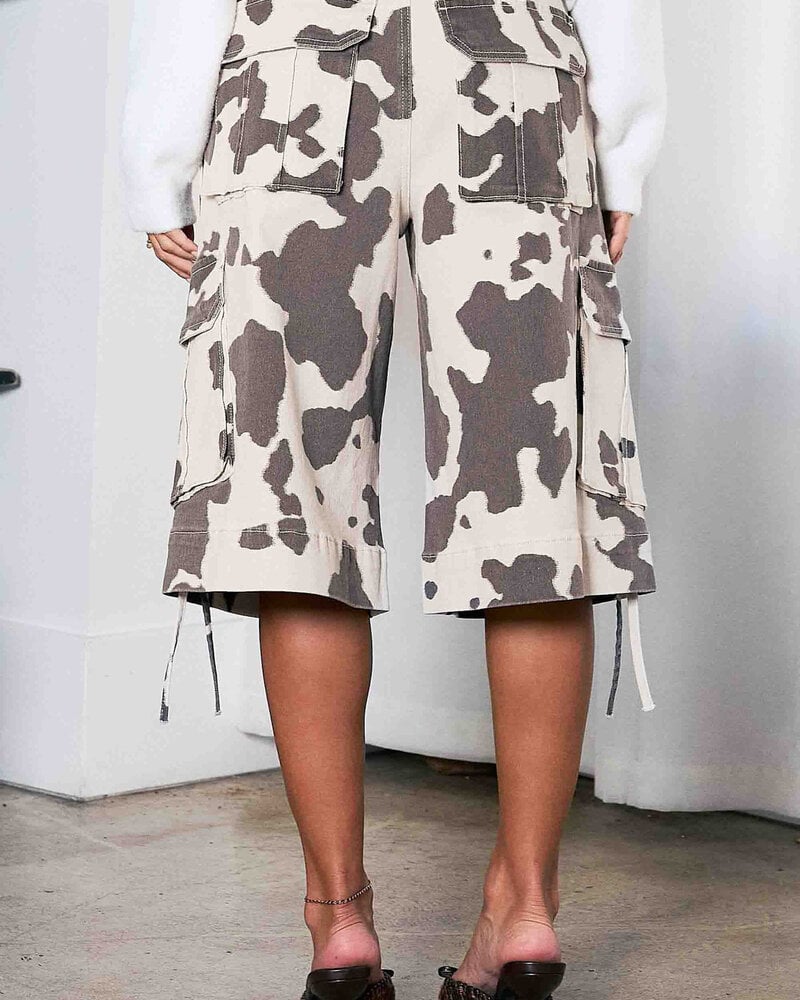 Cow Print Cargo Shorts