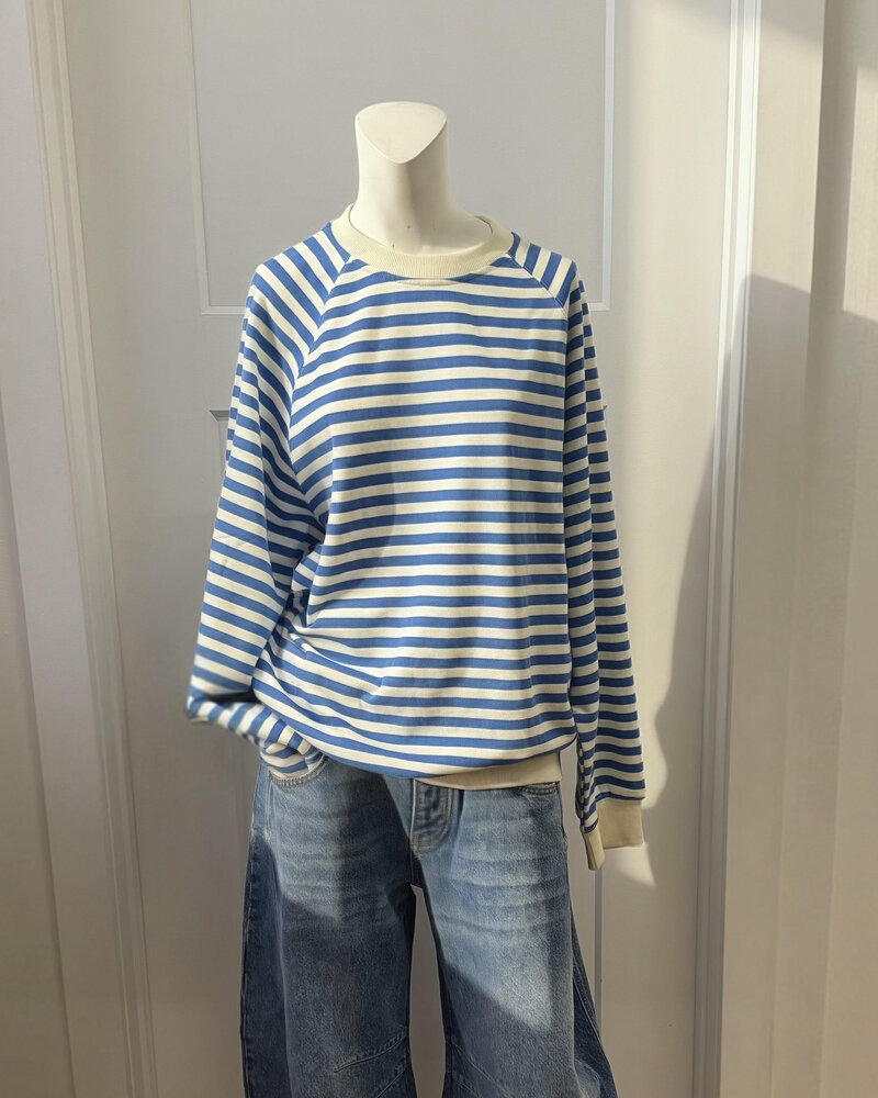 Striped Crew | Blue/Cream