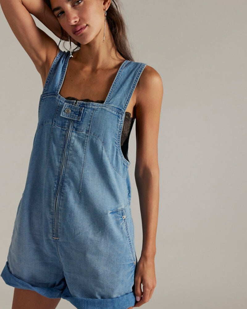 Free People Jude Shortalls | Light Indigo