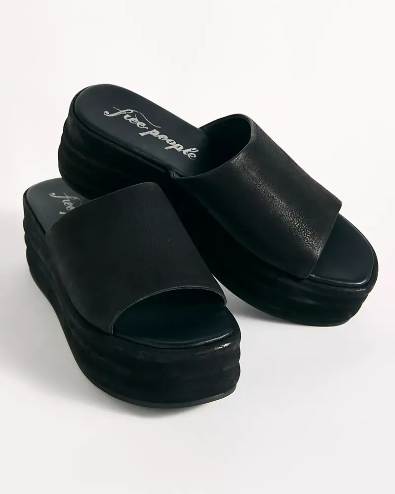 Free People Harbor Flatform Sandal | Black
