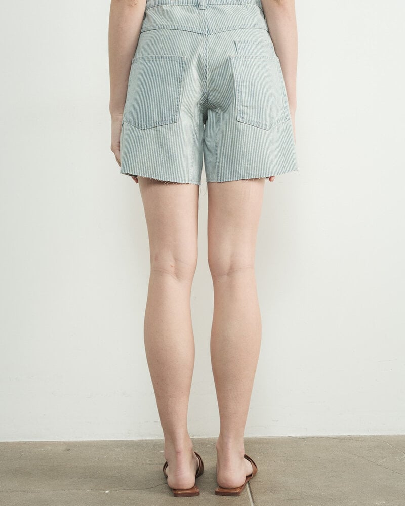 Vintage Washed Denim Shorts | Blue Stripe