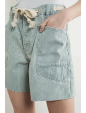 Vintage Washed Denim Shorts | Blue Stripe