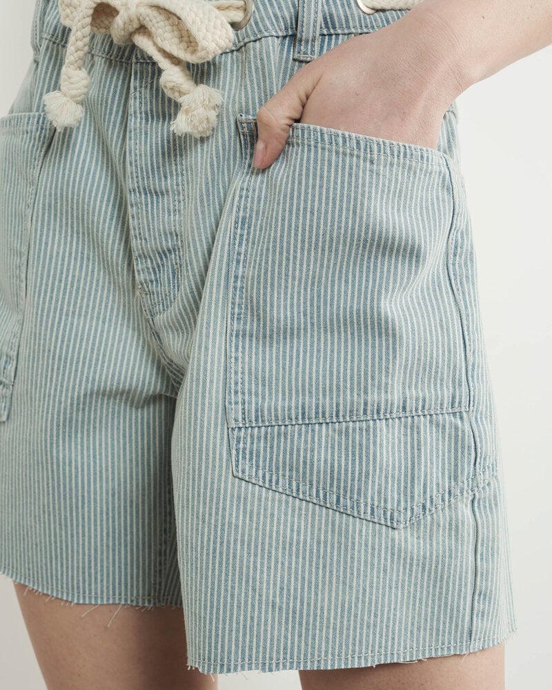 Vintage Washed Denim Shorts | Blue Stripe