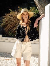 Vintage Washed Denim Shorts | Cream