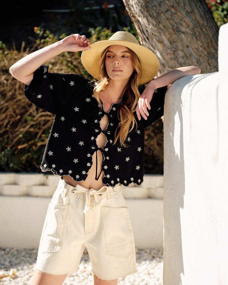 Vintage Washed Denim Shorts | Cream