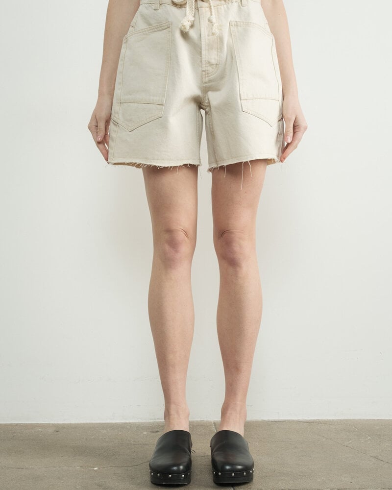 Vintage Washed Denim Shorts | Cream