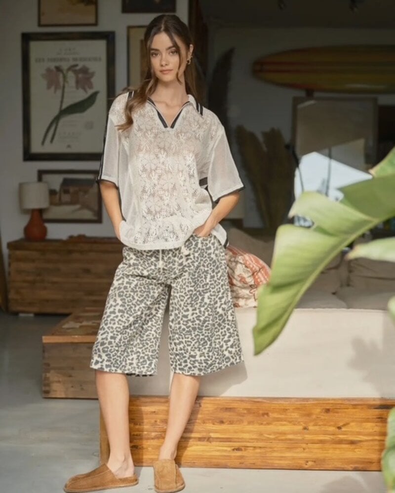 Leopard Bermuda Semi Barrel Shorts