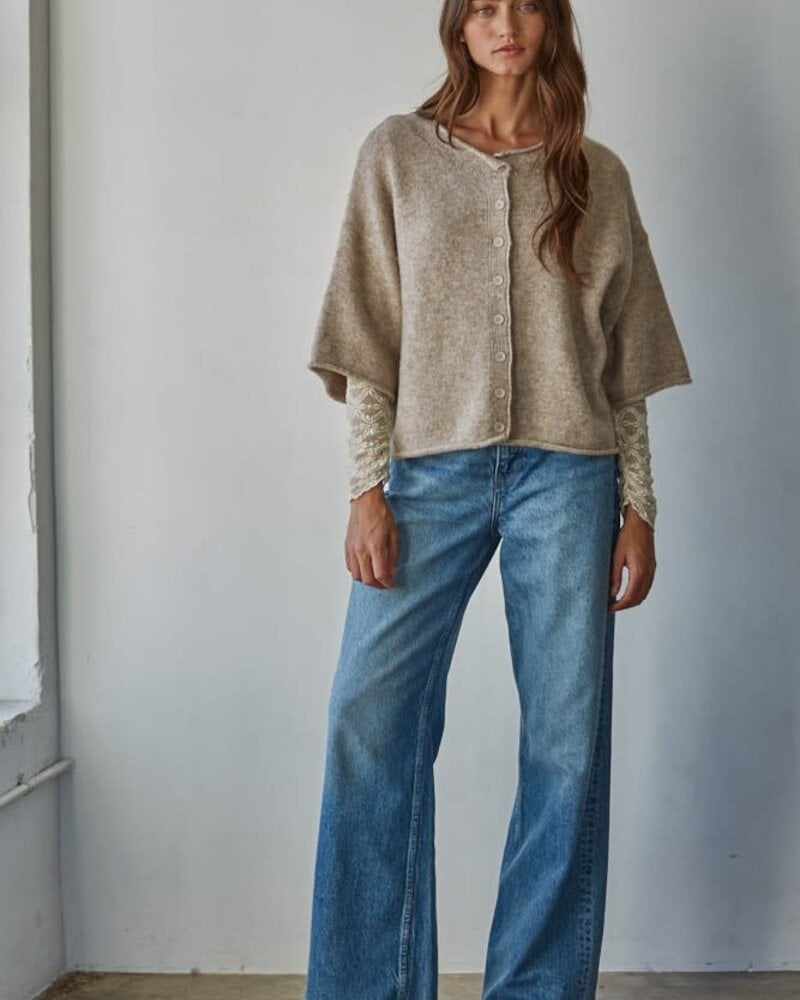 Tobi Knit Cardigan Top | Light Mocha