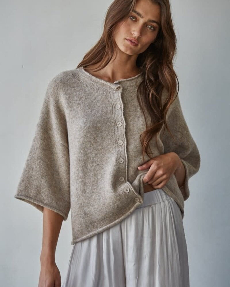 Tobi Knit Cardigan Top | Light Mocha