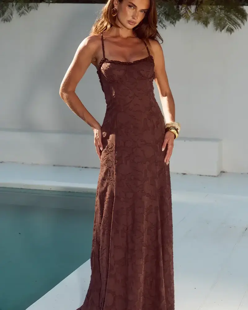 Runway The Label Ellerby Maxi Dress | Chocolate