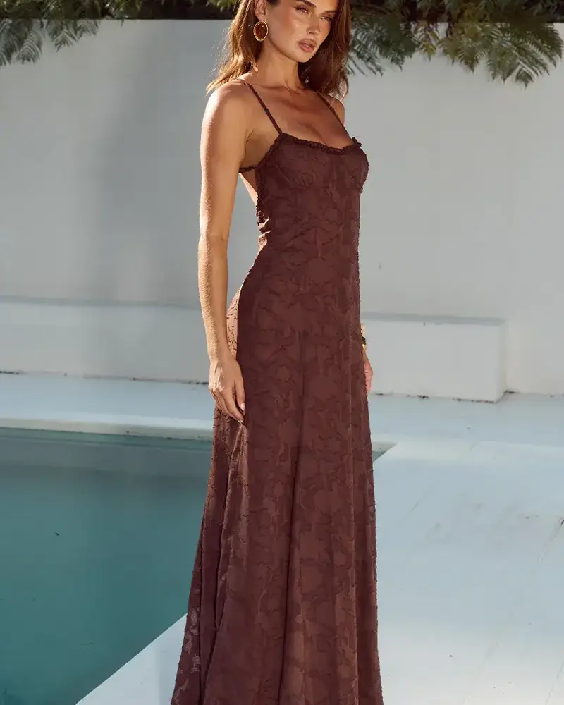 Runway The Label Ellerby Maxi Dress | Chocolate