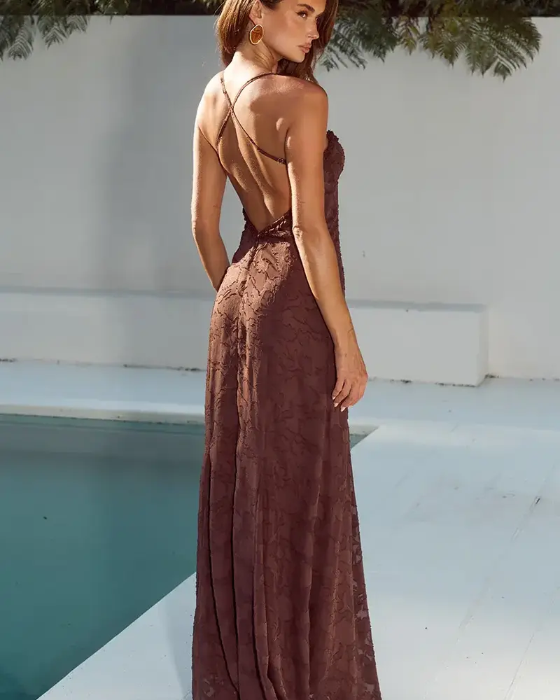 Runway The Label Ellerby Maxi Dress | Chocolate
