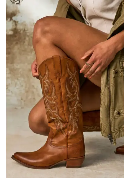 Frye and Co. Irlene Tall Deco Stitch Boots | Caramel