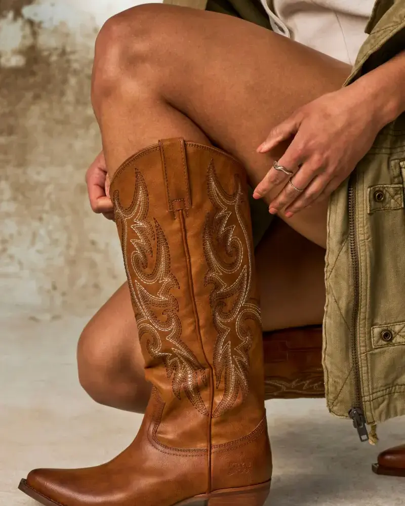 Frye and Co. Irlene Tall Deco Stitch Boots | Caramel