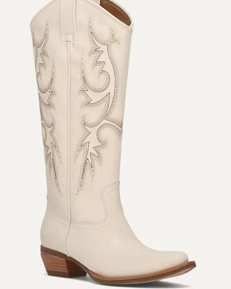 Frye and Co. Irlene Tall Deco Stitch Boots | Off White
