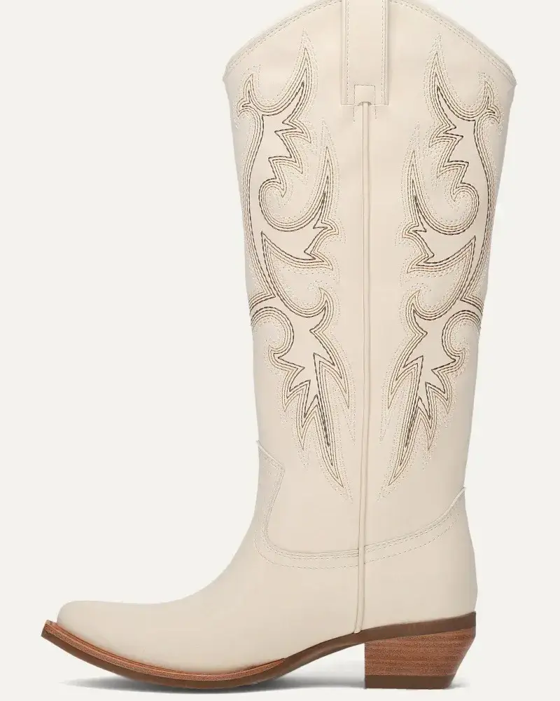 Frye and Co. Irlene Tall Deco Stitch Boots | Off White