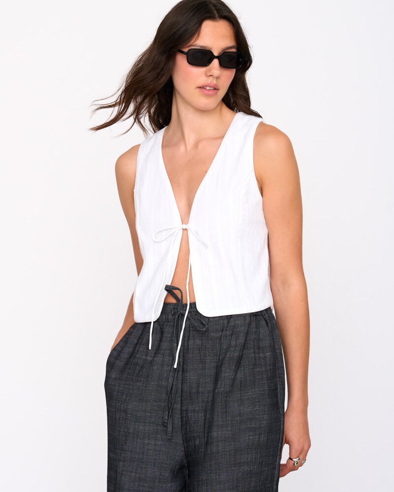 Callie Tie Vest | White