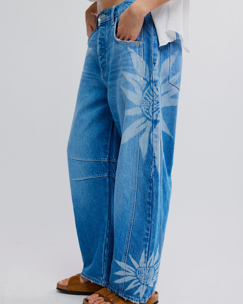 Free People Good Luck Printed Barrel Jeans | Sun Fade