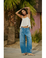 Free People Good Luck Printed Barrel Jeans | Sun Fade