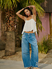Free People Good Luck Printed Barrel Jeans | Sun Fade