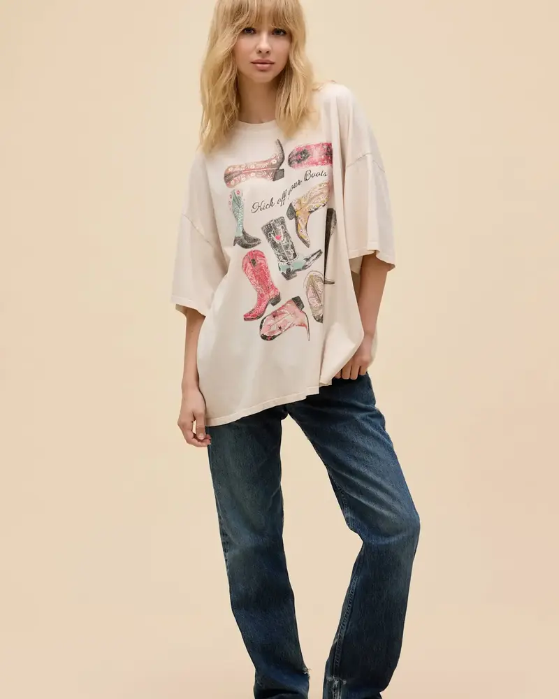 Kick Off Your Boots OS Tee | Dirty White