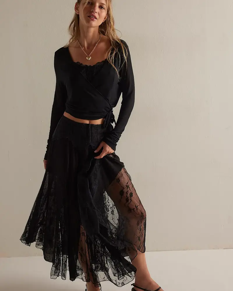 Free People Nice To Meet You Maxi Slip Skirt