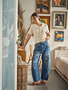Tootsie Embroidered Barrel Jean | Medium Blue
