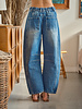Tootsie Embroidered Barrel Jean | Medium Blue