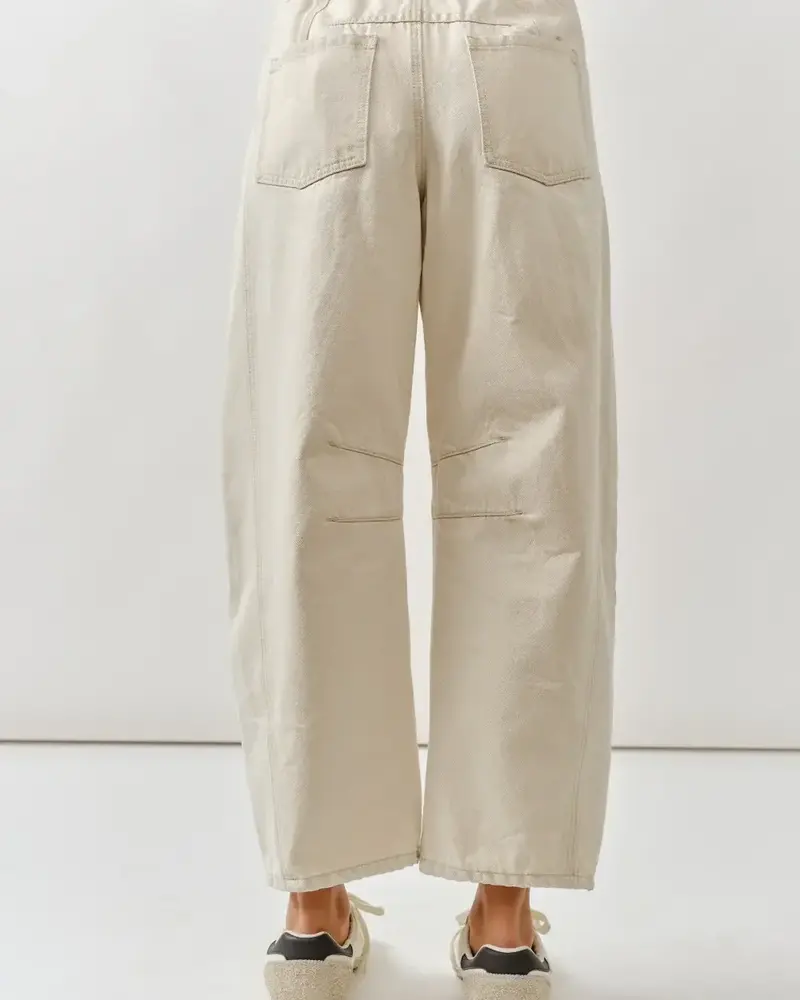 Tootsie Embroidered Barrel Jean | Beige