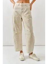 Tootsie Embroidered Barrel Jean | Beige